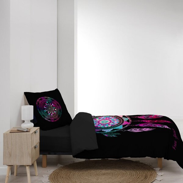 Черно единично памучно спално бельо 140x200 cm Porte Bonheur – douceur d'intérieur