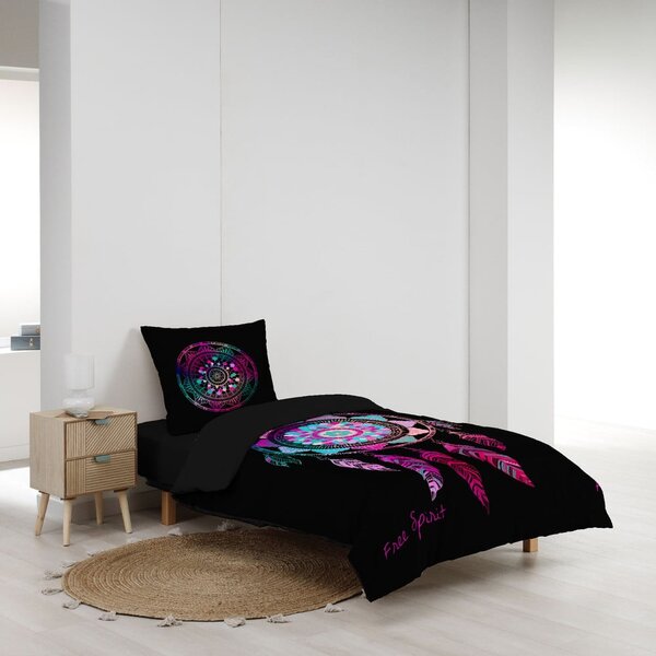 Черно единично памучно спално бельо 140x200 cm Porte Bonheur – douceur d'intérieur