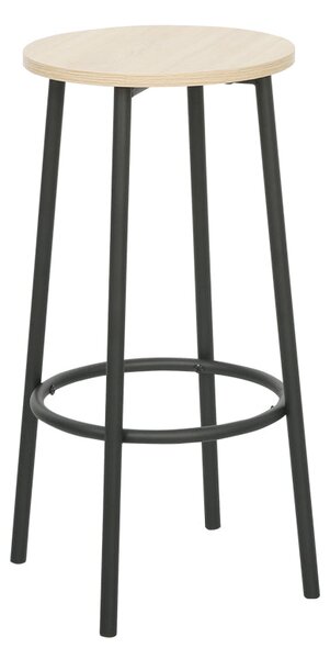 Бар комплект Arzo – 5 части, Естествен цвят и черен метал | 100x60x86 см