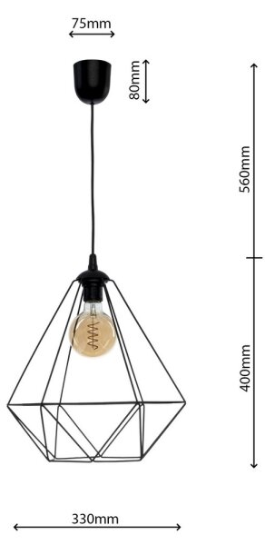Висящ полилей BASKET 1xE27/60W/230V черен