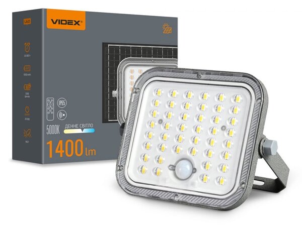 LED прожектор Videx VL-FSO4-205-S, 3.2V, 1400lm, 5000K, IP65, за стена, със сензор