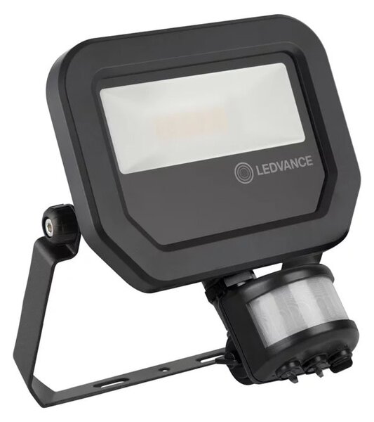 LED прожектор Ledvance FL PFM 10 W 3000 K SYM 100 S BK, 10W, 1100 lm, 3000K, IP65 защита, за стена/таван, със сензор