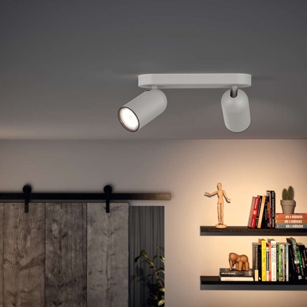 Philips - LED RGBW димируемо точково осветително тяло PONGEE 2xGU10/4,8W/230V бяло + дистанционно управление