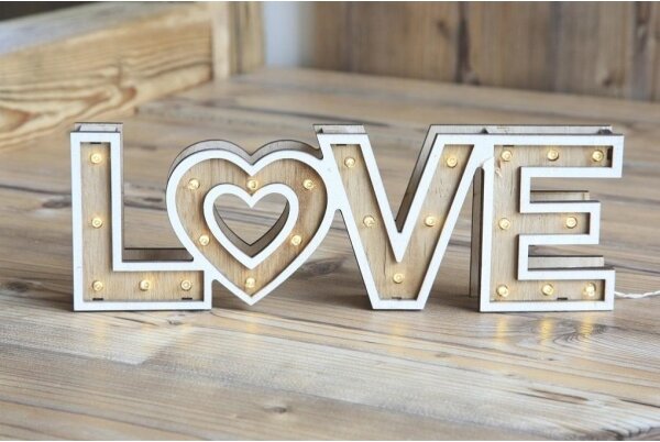 Globo 29976 - LED настолна лампа LOVE 24xLED/0,06W/3xAA топола