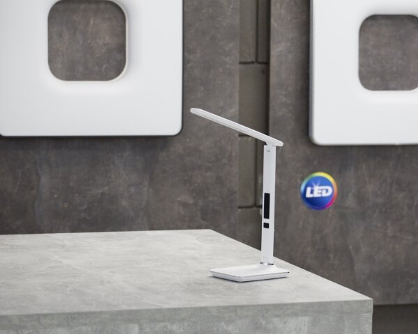 Immax 08934L - LED Настолна лампа с дисплей LED/9W/230V бяла