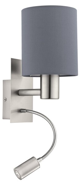 Eglo 96479 - LED гъвкаво осветление PASTERI 1xE27/40W+LED/3,8W сиво