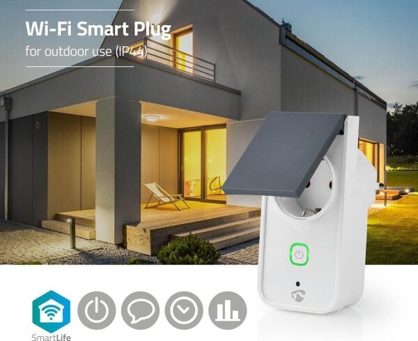 Nedis WIFIPO120FWT - Интелигентен екстериорен контакт 3680W/230V/Тип F/16A Wi-Fi IP44