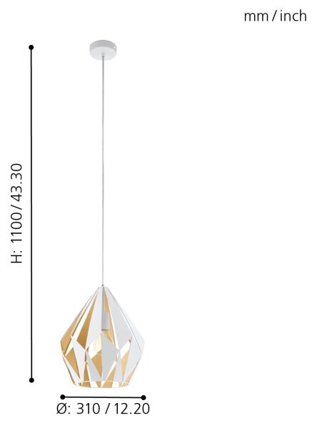 Eglo 49932 - Висящи лампи CARLTON 1 1xE27/60W/230V