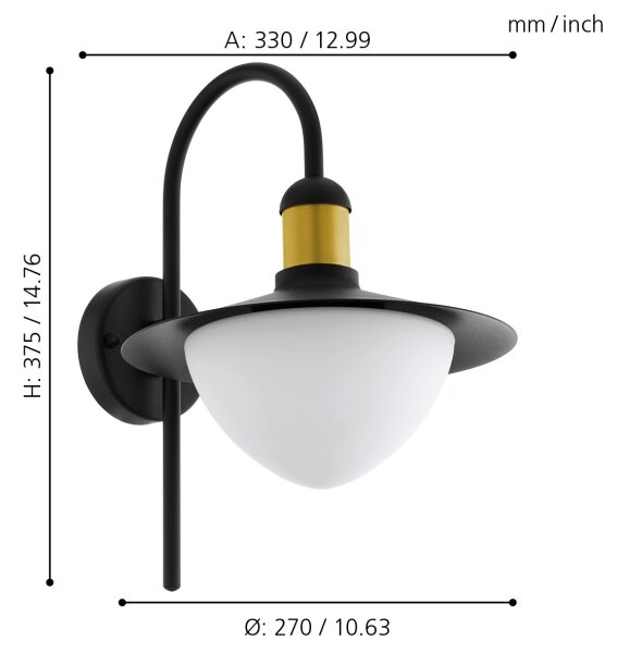 Eglo 97285 - Екстериорна Стенна лампа SIRMIONE 1xE27/60W/230V IP44