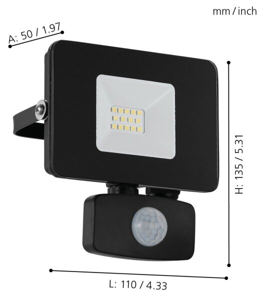 Eglo 97459 - LED Рефлектор със сензор FAEDO 3 LED/10W/230V IP44