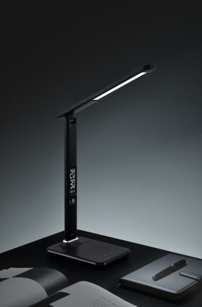 Immax 08930L - LED Димируема настолна лампа с дисплей KINGFISHER LED/9W/230V/12V