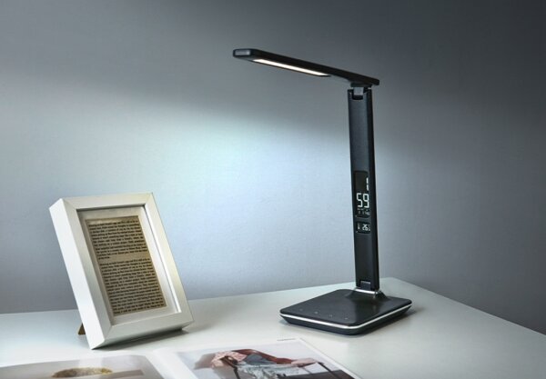 Immax 08930L - LED Димируема настолна лампа с дисплей KINGFISHER LED/9W/230V/12V