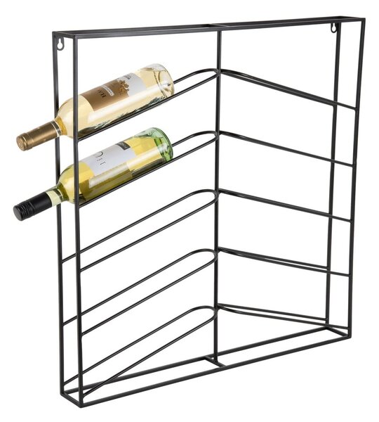 Черен стенен метален стелаж за вино брой бутилки 10 67x66x7,5 cm Cuadro – PT LIVING