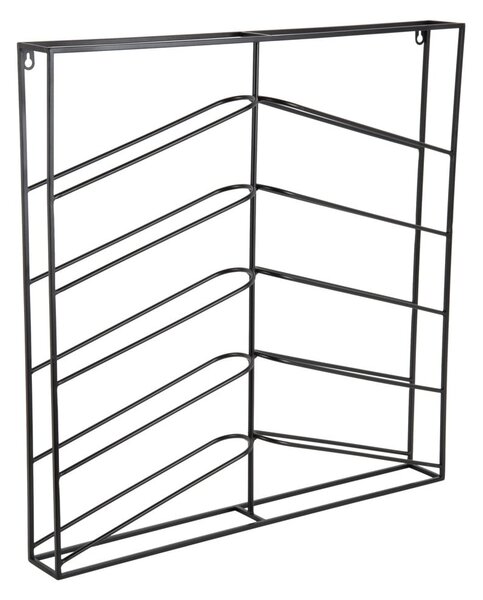 Черен стенен метален стелаж за вино брой бутилки 10 67x66x7,5 cm Cuadro – PT LIVING