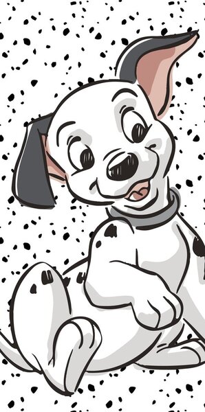 Черно-бяла памучна детска кърпа 70x140 cm 101 Dalmatians "Lucky" – Jerry Fabrics