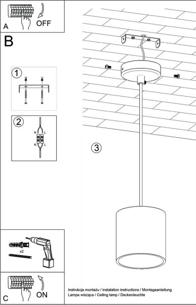 Полилей на верижка ORBIS 1 1xGU10/40W/230V черна