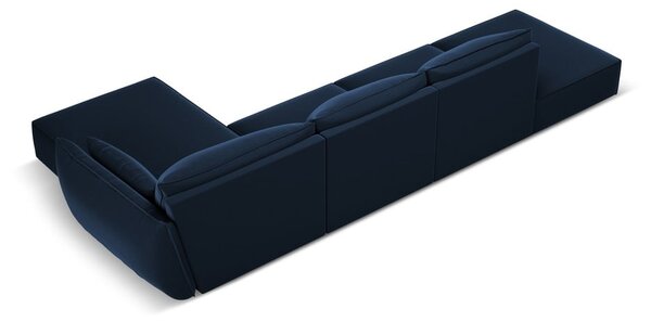 Тъмносин кадифен ъглов диван (десен ъгъл) Vanda – Mazzini Sofas