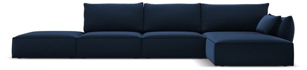 Тъмносин кадифен ъглов диван (десен ъгъл) Vanda – Mazzini Sofas