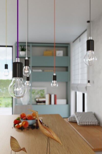 Полилей на верижка EDISON 1xE27/60W/230V черна