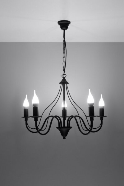 Полилей на верижка MINERWA 5 5xE14/40W/230V черна