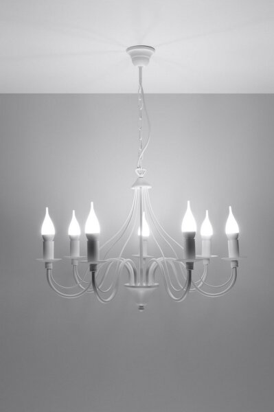 Полилей на верижка MINERWA 7 7xE14/40W/230V бяла