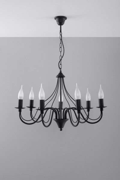 Полилей на верижка MINERWA 7 7xE14/40W/230V черна