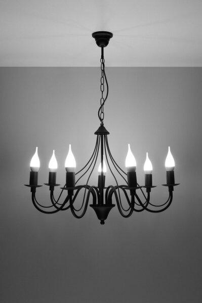 Полилей на верижка MINERWA 7 7xE14/40W/230V черна