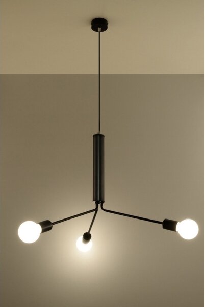 Полилей на верижка DUOMO 3D 3xE27/60W/230V черна