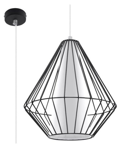 Полилей на въже DEMI 1xE27/60W/230V черна/бяла