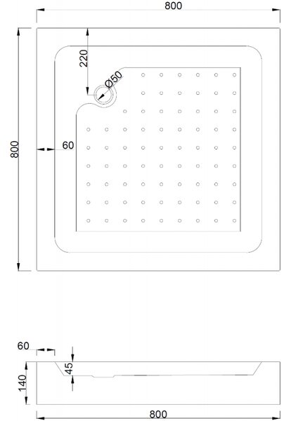Mexen Rio квадратна душ кабина 80 x 80 см, бели ленти, хром + душ корито, бял - 860-080-080-01-20-4510