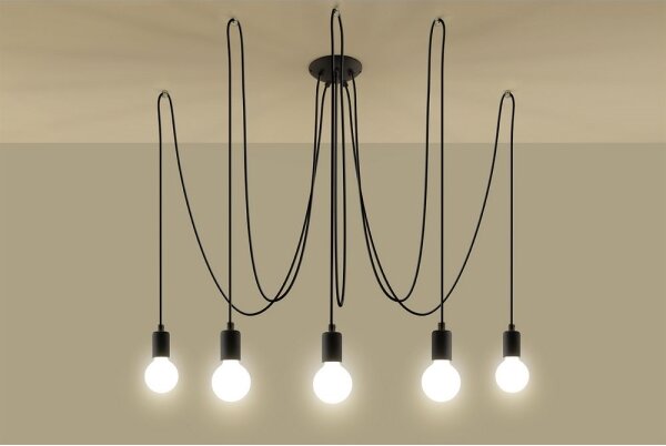 Sollux SL.0371 - Пендел EDISON 5 5xE27/60W/230V паяк черен