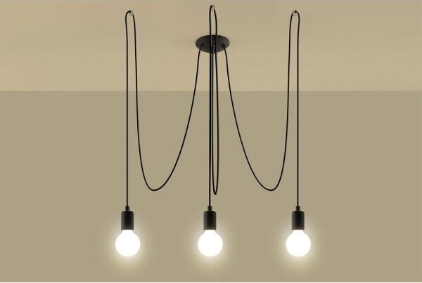 Sollux SL.0370 - Пендел EDISON 3 3xE27/60W/230V паяк черен