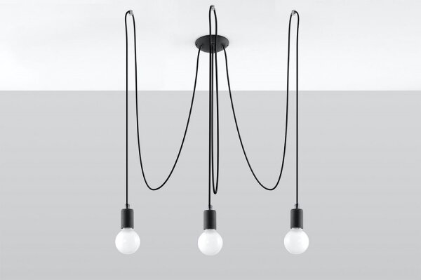 Sollux SL.0370 - Пендел EDISON 3 3xE27/60W/230V паяк черен