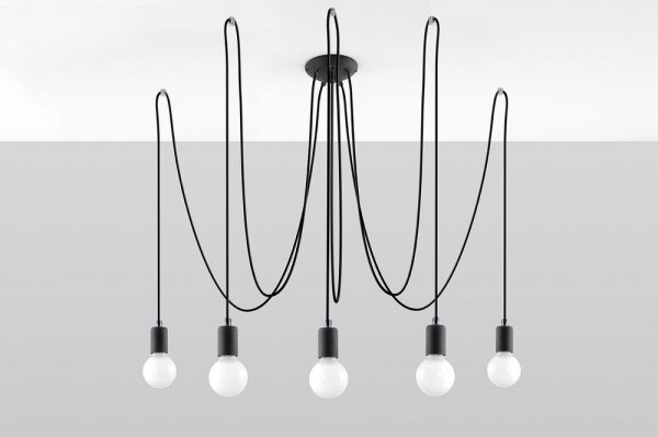 Sollux SL.0371 - Пендел EDISON 5 5xE27/60W/230V паяк черен