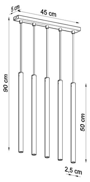 Sollux SL.0472 - Пендел PASTELO 5 5xG9/8W/230V черен