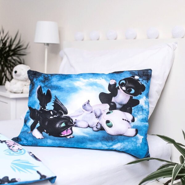 Синьо памучно детско спално бельо 100x135 cm How to Train Your Dragon "Babies" – Jerry Fabrics