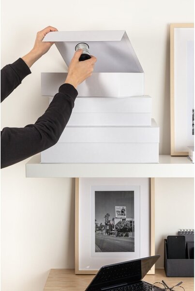 Бели картонени кутии за съхранение в комплект 3 бр. с капаци 42,5x29,5x13 cm Kian Paper Laminate – Bigso