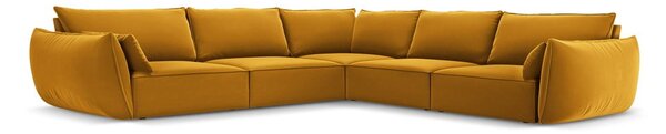 Кадифен ъглов диван в цвят горчица Vanda – Mazzini Sofas