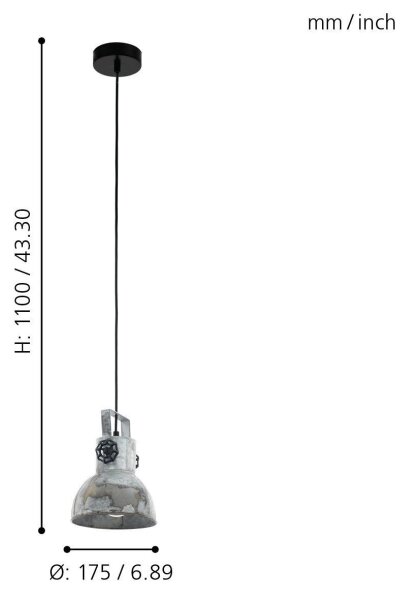 Eglo 49619 - Полилей на верижка BARNSTAPLE 1xE27/40W/230V