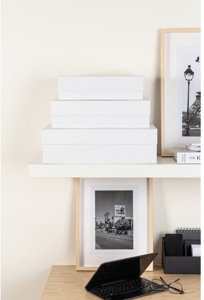 Бели картонени кутии за съхранение в комплект 3 бр. с капаци 42,5x29,5x13 cm Kian Paper Laminate – Bigso