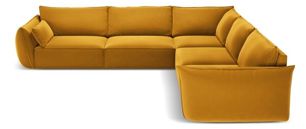 Кадифен ъглов диван в цвят горчица Vanda – Mazzini Sofas