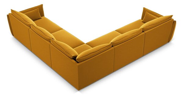 Кадифен ъглов диван в цвят горчица Vanda – Mazzini Sofas