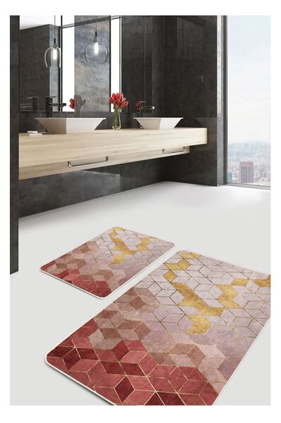 Розови кадифени килими за баня в комплект от 2 бр. 60x100 cm – Mila Home