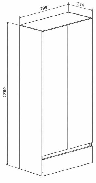 Гардероб Ansi REG2D1S - 79.9 x 37.4 x 175 cm, кашмир / дъб Травията