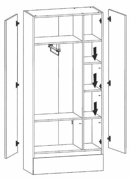 Гардероб Ansi REG2D1S - 79.9 x 37.4 x 175 cm, кашмир / дъб Травията