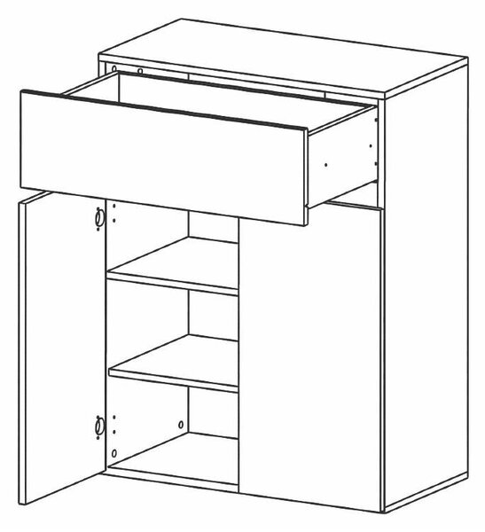 Шкаф Ansi KOM2D1S - 70 x 37.7 x 84.4 cm, кашмир / дъб Травията