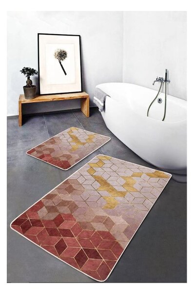 Розови кадифени килими за баня в комплект от 2 бр. 60x100 cm – Mila Home