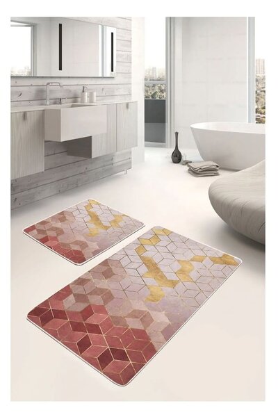 Розови кадифени килими за баня в комплект от 2 бр. 60x100 cm – Mila Home