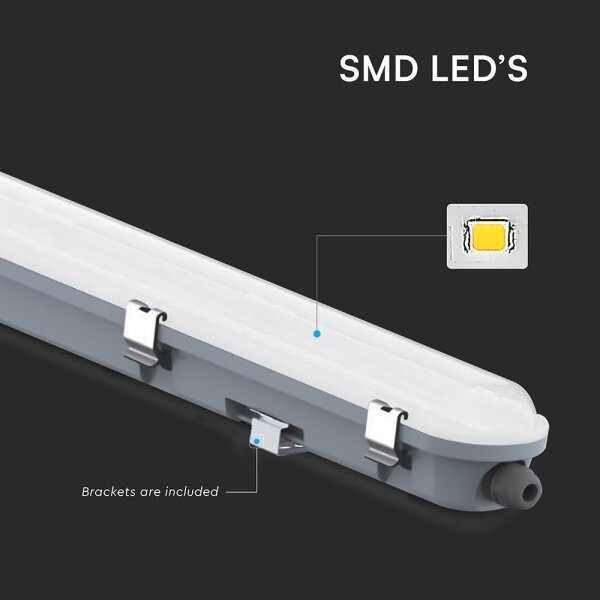 Техническо LED тръбно осветително тяло с датчик за движение, 36W/230V, 6500K, IP65, 120 cm