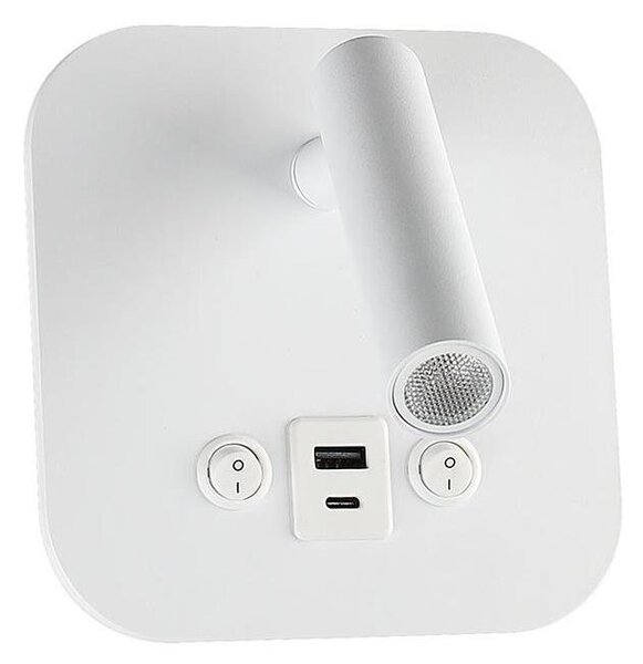 LED стенен точков аплик с USB порт LED/8W/230V 3000K бял